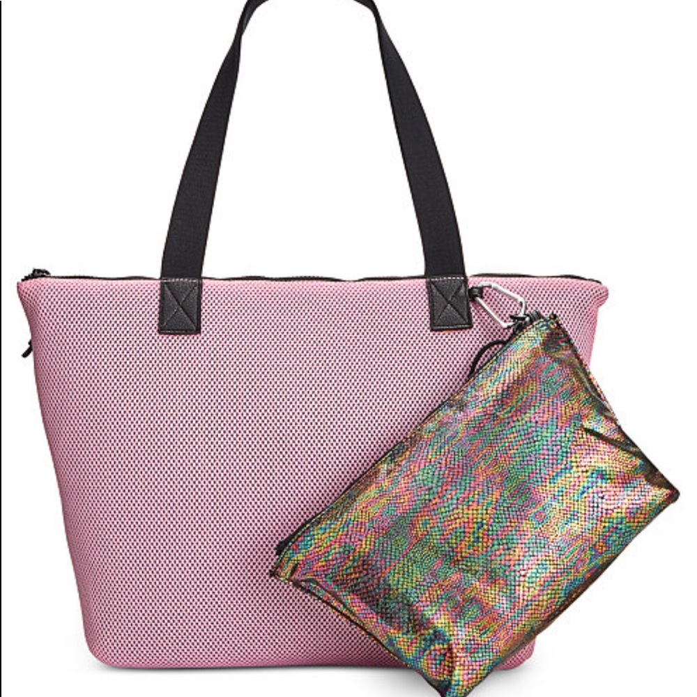 Pink tote with pouch