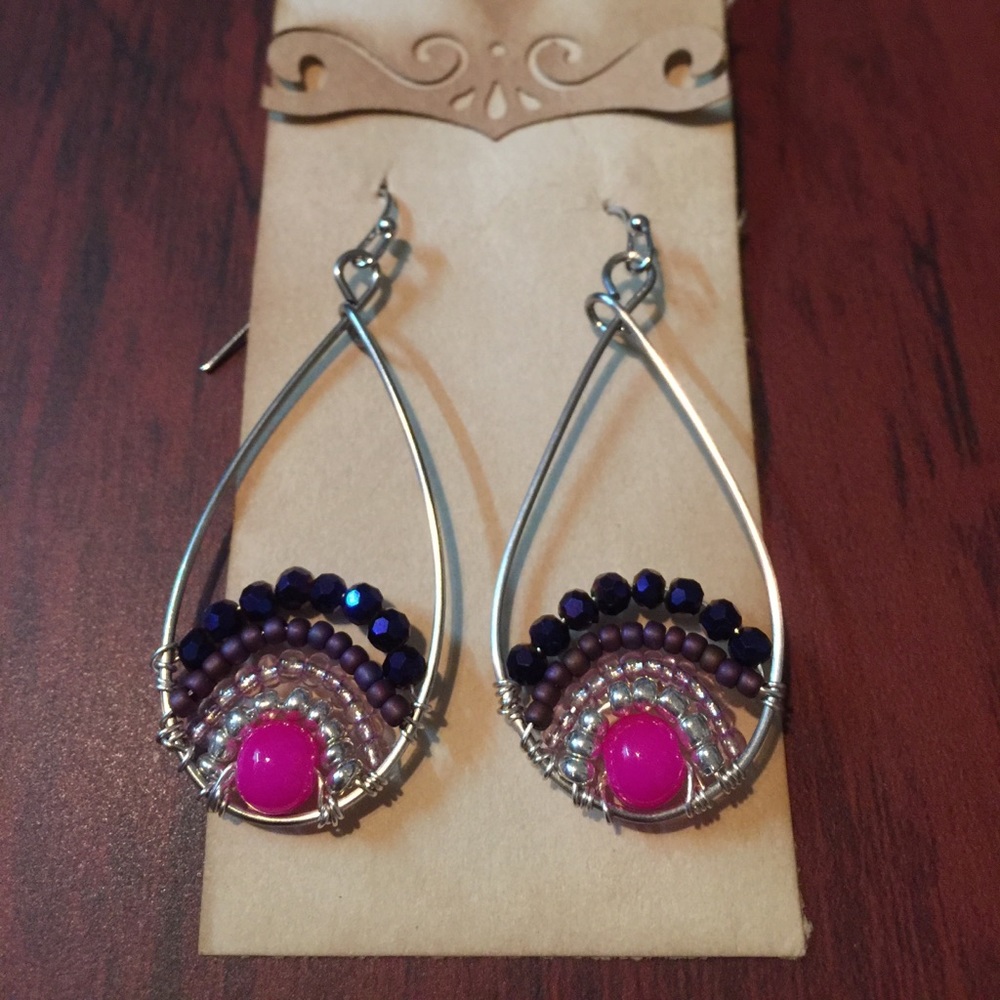 Wonderful boho hoop teardrop earrings