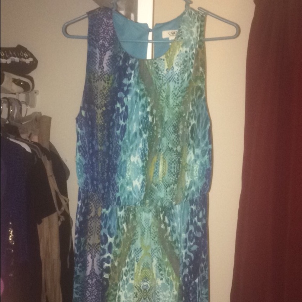 Green and blue high low dress