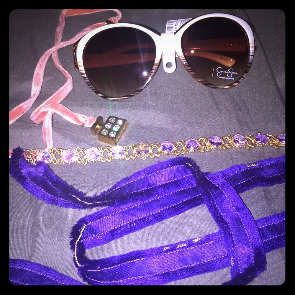 Jessica Simpson Sunglasses and 2 Necklaces