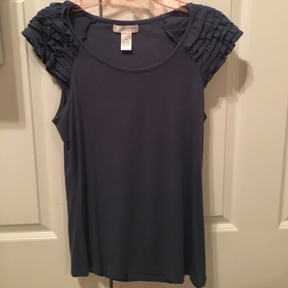 Very cute and soft dark steel blue top