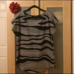 Forever 21 navy & off-white-patterned blouse