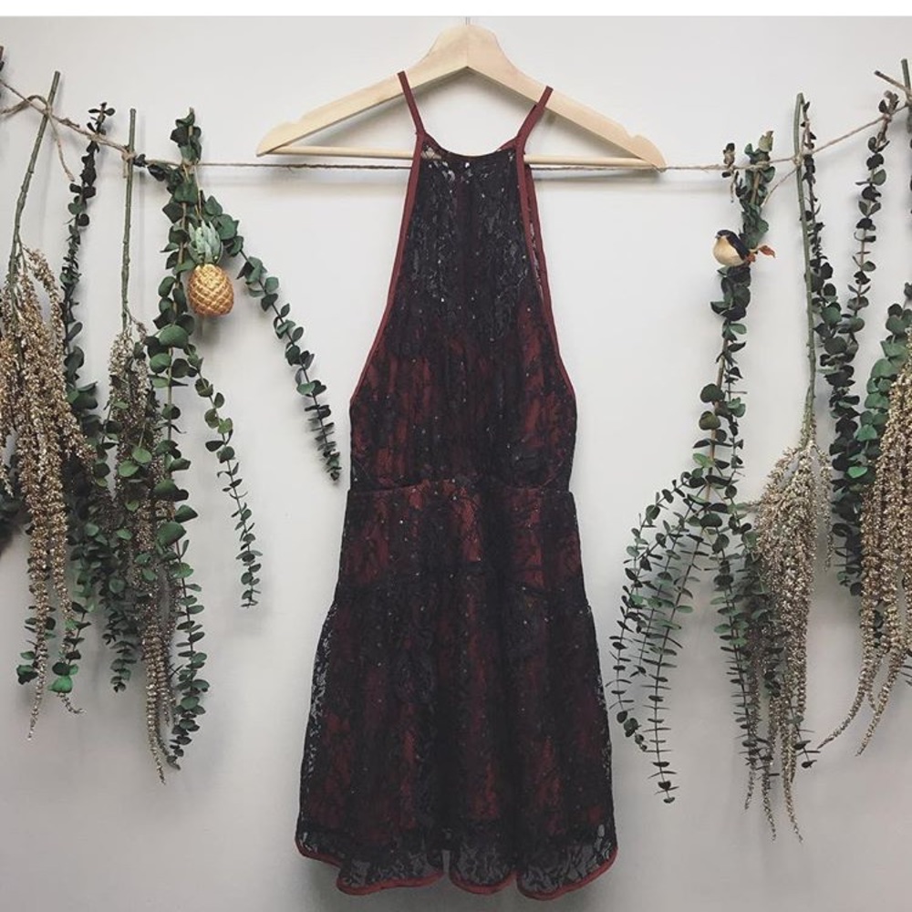 Free People red and black dress with lining