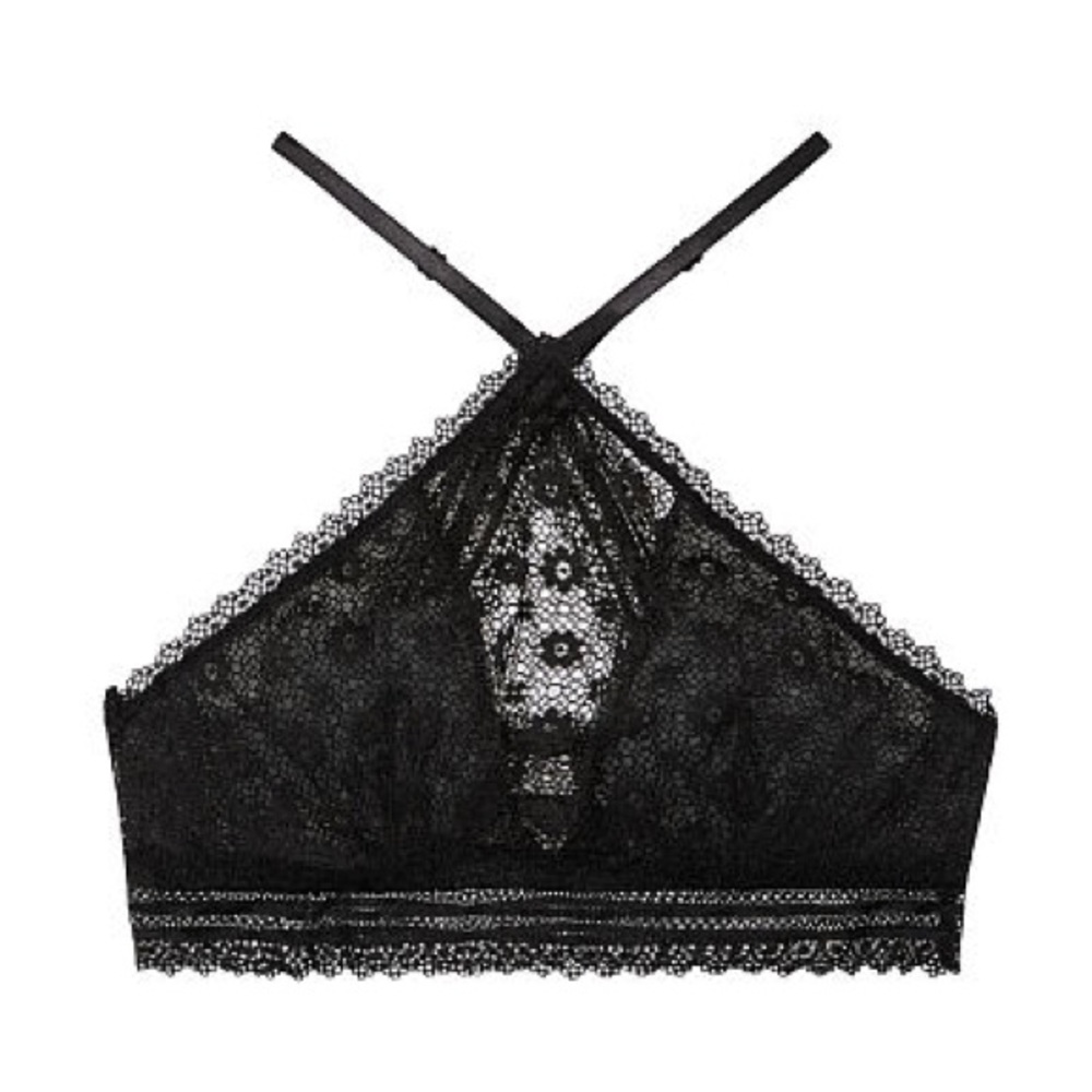 NWT black lace high neck bralette festival