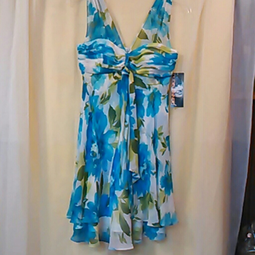 Donna Ricco springy blue silk