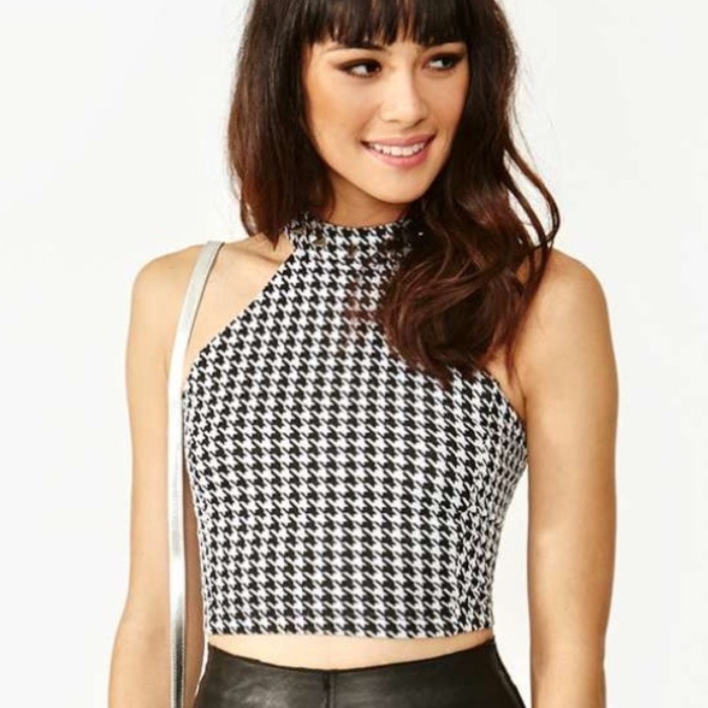 UNIF x Nasty Gal spiked houndstooth crop top