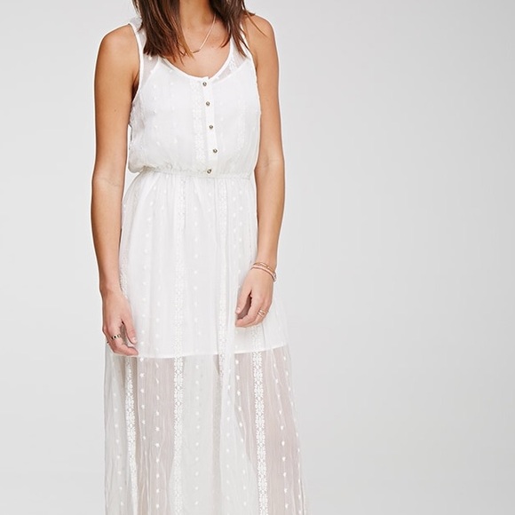 Forever 21 Cute Embroidered Maxi Dress - Med, NWT - Picture 1 of 6