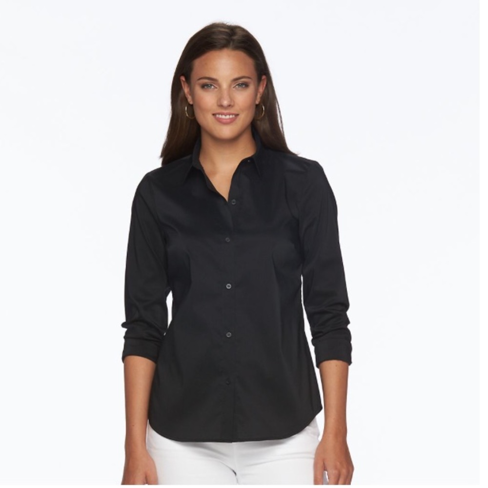 Silk Feel; Striaght Hem Dress Shirt
