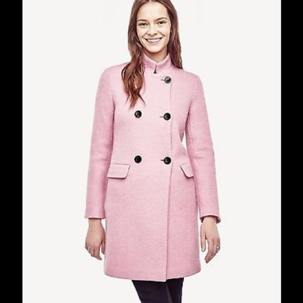 NWT Ann Taylor Blush Wool Coat Pink Trench Jacket