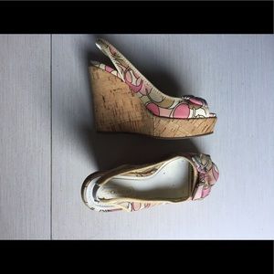 Coach pink platform sling backs