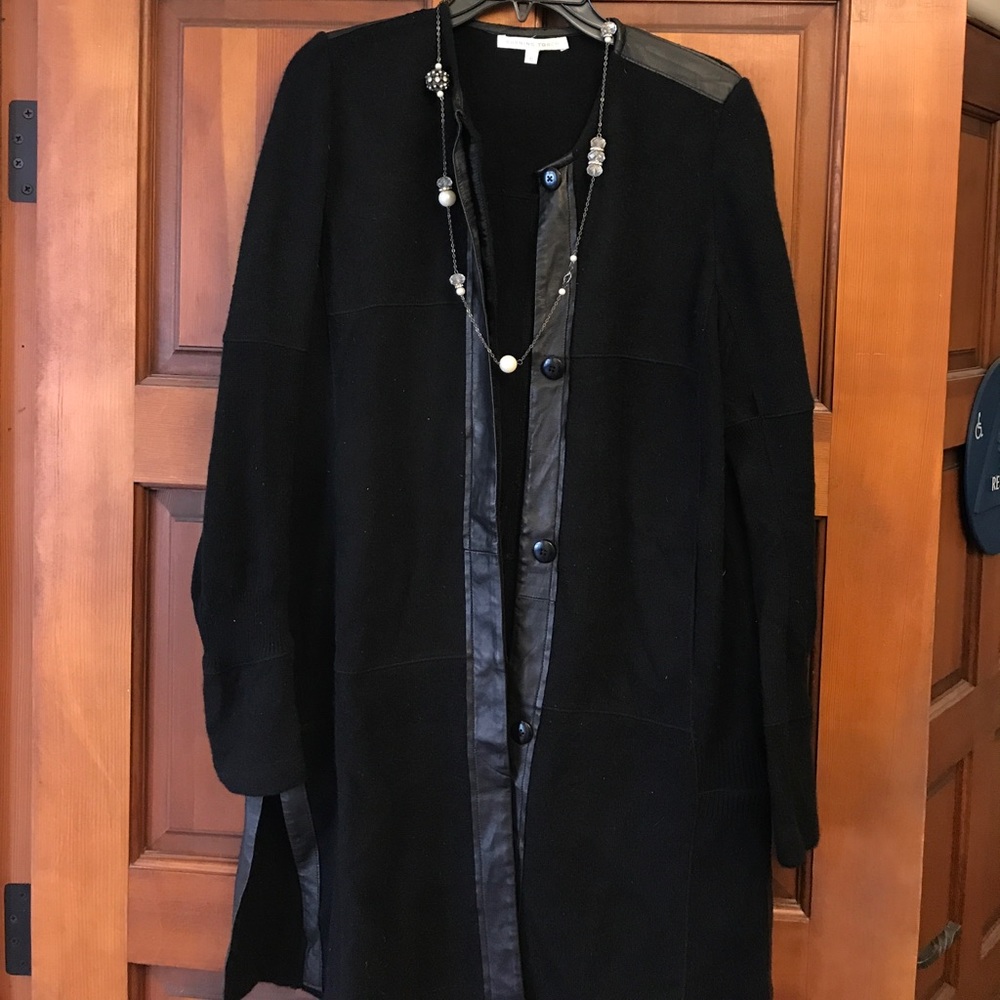 Anthropologie Black Cashmere & Leather jacket