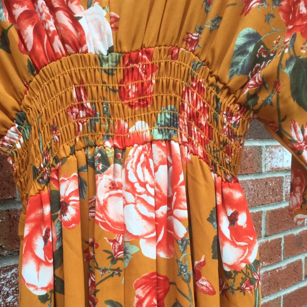 Flower Print Maxi with Kimono Sleeves - Picture 7 of 8