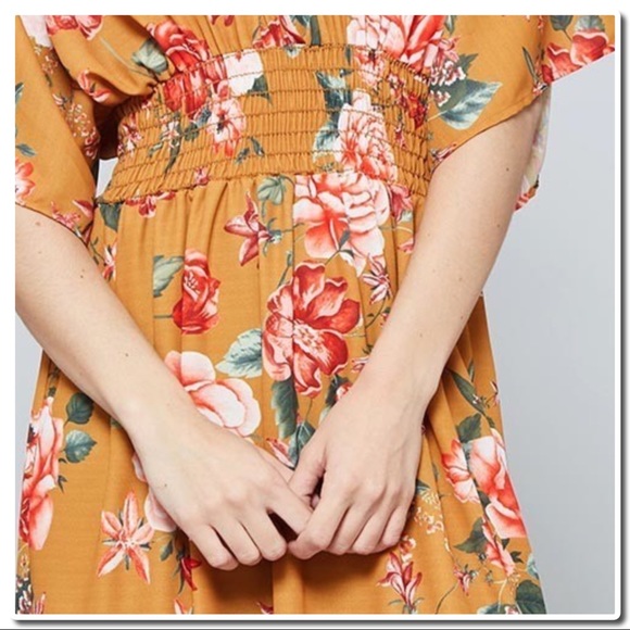 Flower Print Maxi with Kimono Sleeves - Picture 4 of 8