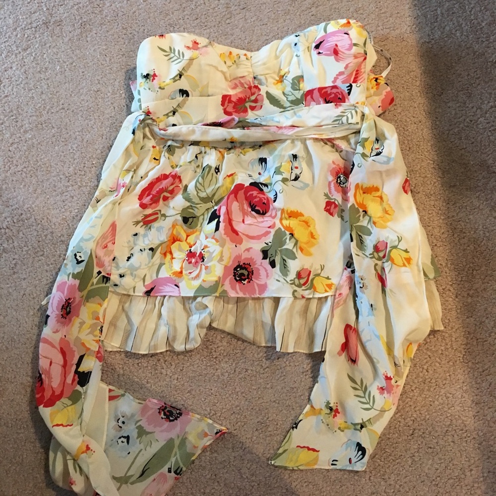 Nanette Lepore silk strapless blouse