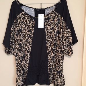 BCBG Black and Tan top NWT
