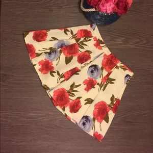 Floral Forever 21 Box Pleated Skirt