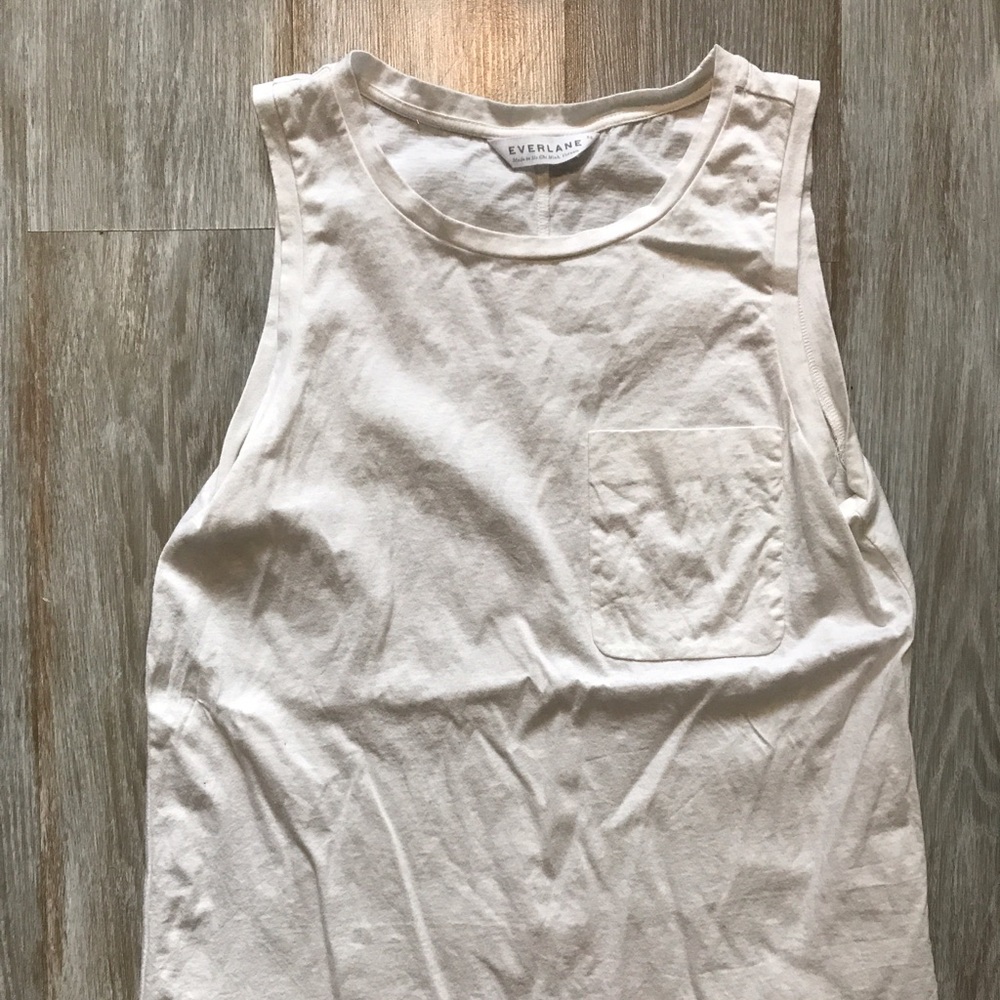Everlane Split-Hem Cotton Tank, White XS