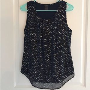 Ann Taylor Small Navy Blouse with Gold Sparkles