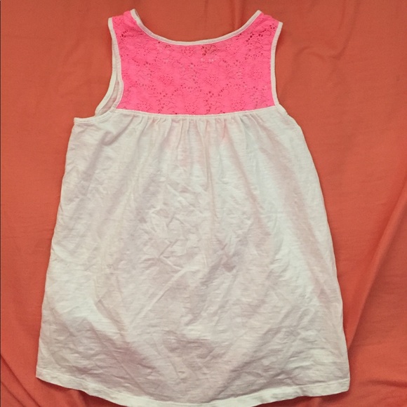 Girls White 💗 hot pink Flared Tank Sz 10/12 - Picture 2 of 2