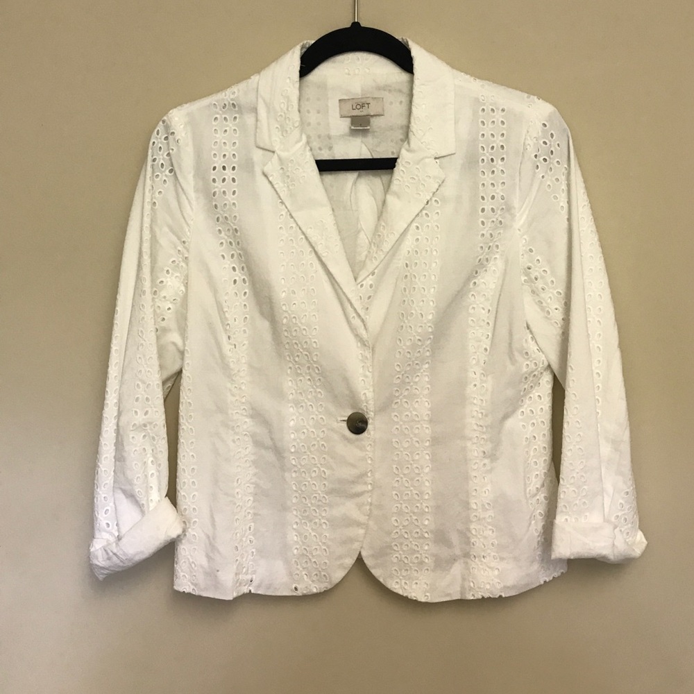 Loft White eyelet blazer