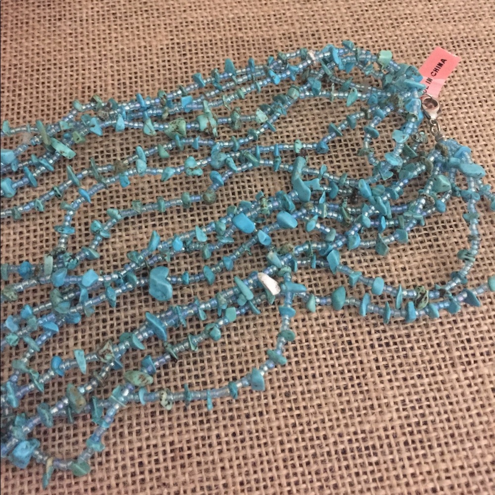 Multi Strand Blue Howlite Necklace 20" - Picture 3 of 4