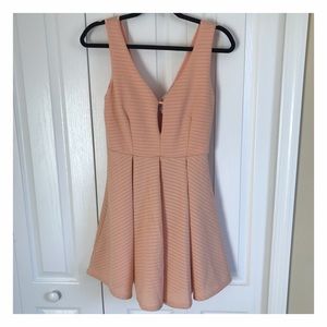 Papaya peach fit and flare cocktail dress