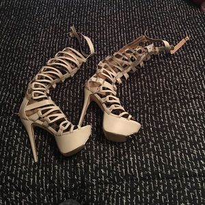 Gladiator knee high heel sandal