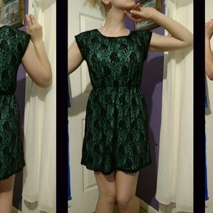 Black Green Floral Dress