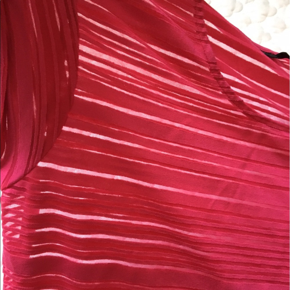 Super cute !! Pink shirt w/ see through stripes
