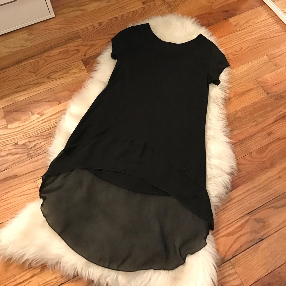 Long Black Tee with Chiffon Bottom