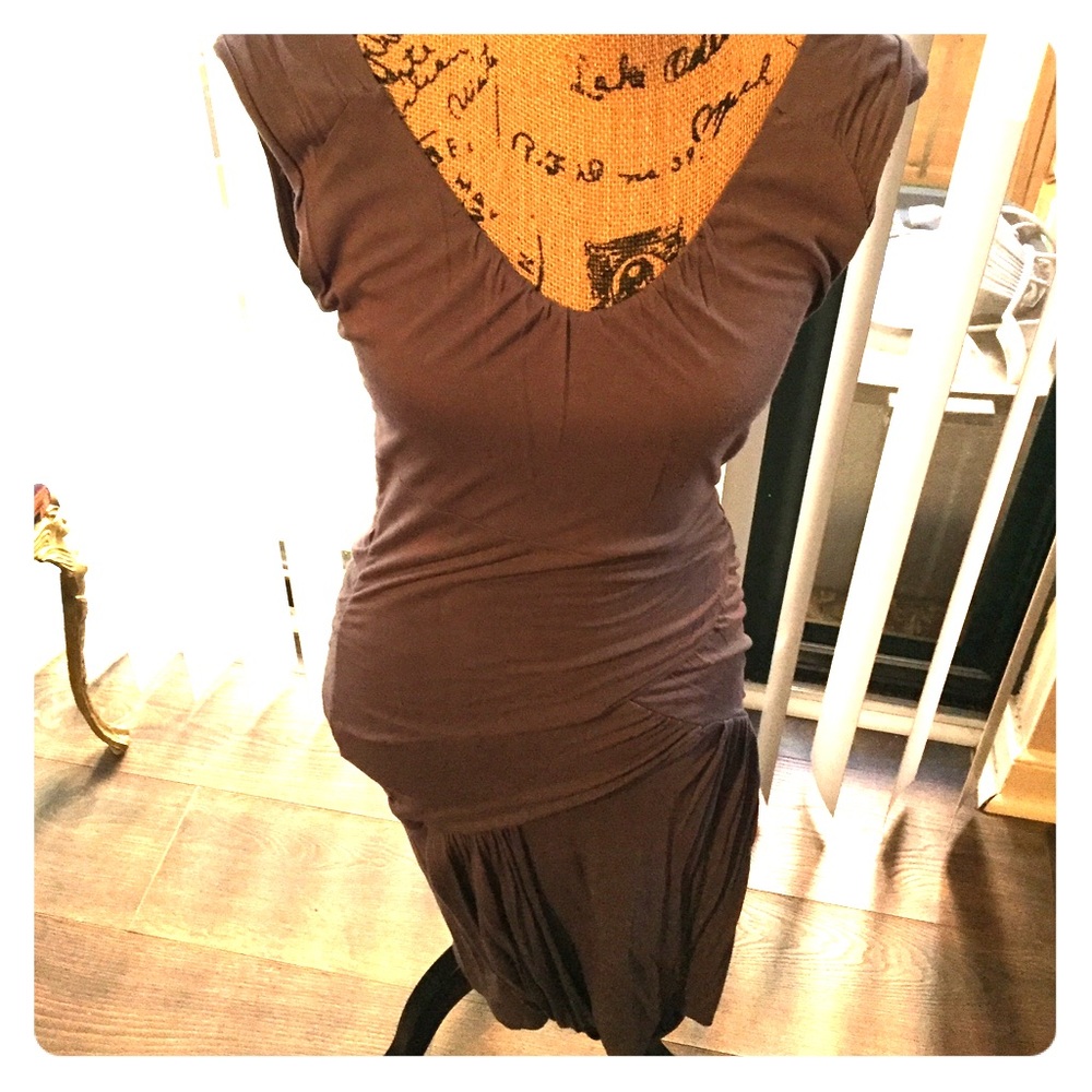 Reiss grey cotton cocktail dress- gold zip