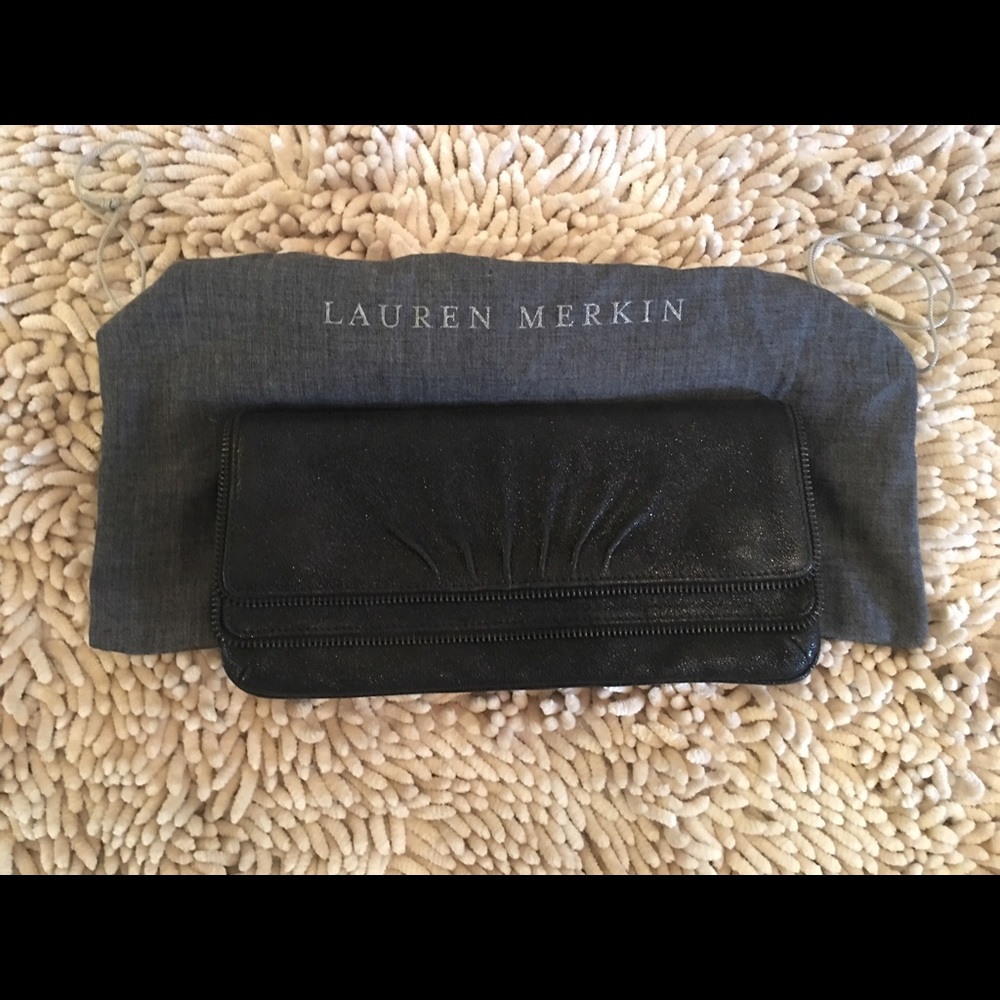 Black Lauren Merkin Evening Holiday Wedding Clutch
