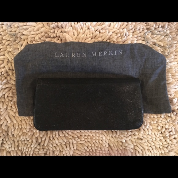 Black Lauren Merkin Evening Holiday Wedding Clutch - Picture 2 of 3