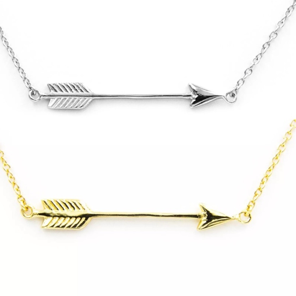 925sterling Silver Horizontal Plain Arrow Necklace - image 1