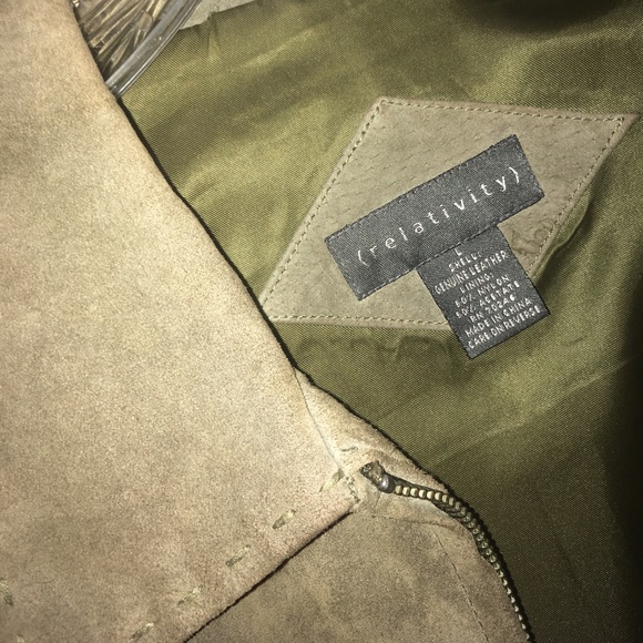 SUEDE Leather Vintage Jacket -Green - Picture 5 of 7