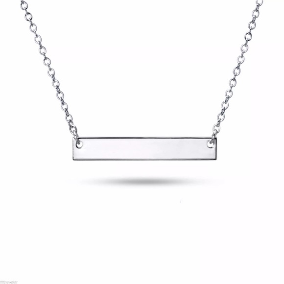 Jewelry 925 Sterling Silver Plain Horizontal Bar Necklace Poshmark