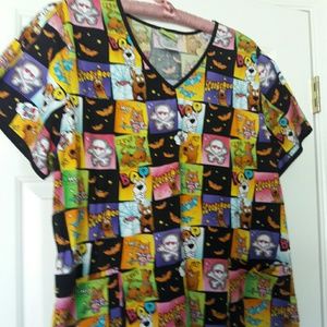 2 Halloween character scrub tops