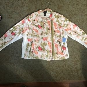 Lane Bryant floral jacket, side zip closure