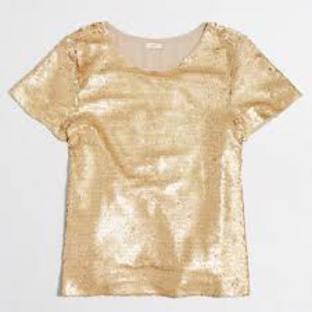 J. Crew Gold Sequin T-Shirt Tee