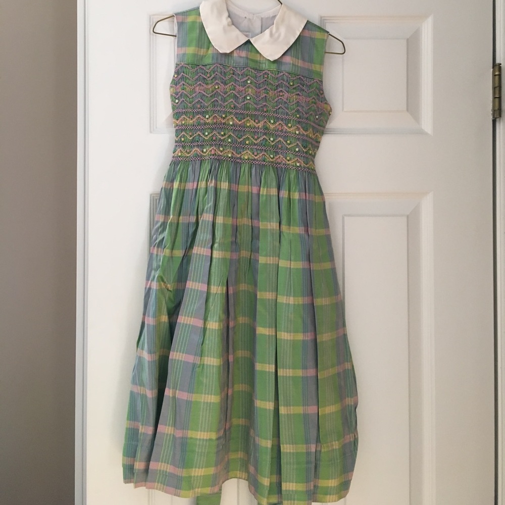 Pastel Plaid Embroidered Dress