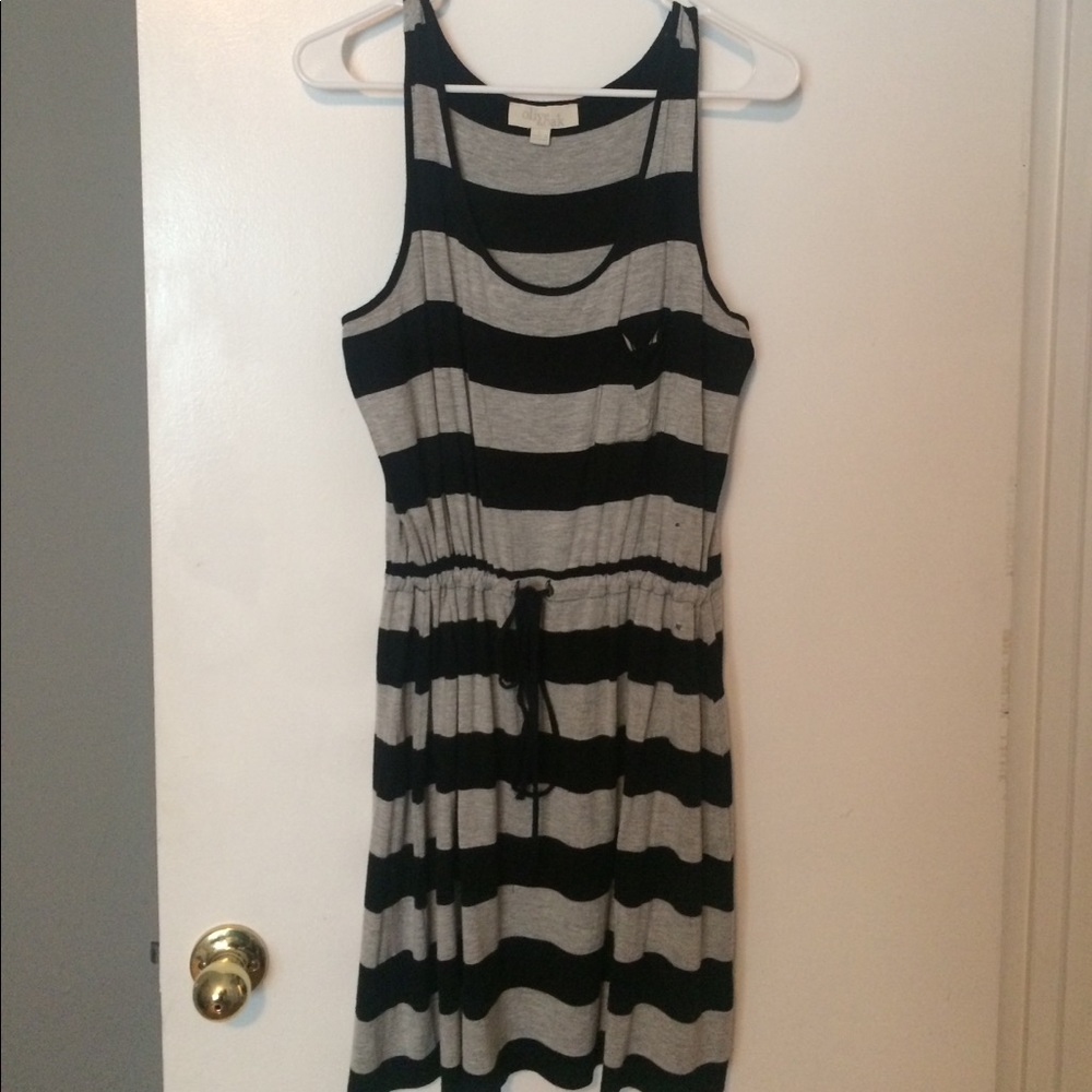 Olive & Oak Striped Gray Black Tank Sundress L