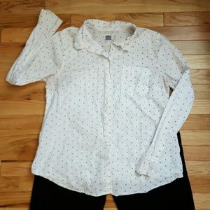 Old Navy Polka Dot Black & White Shirt - Sz L