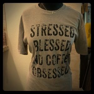 Blessed Stressed & Coffee Obsessed sz M