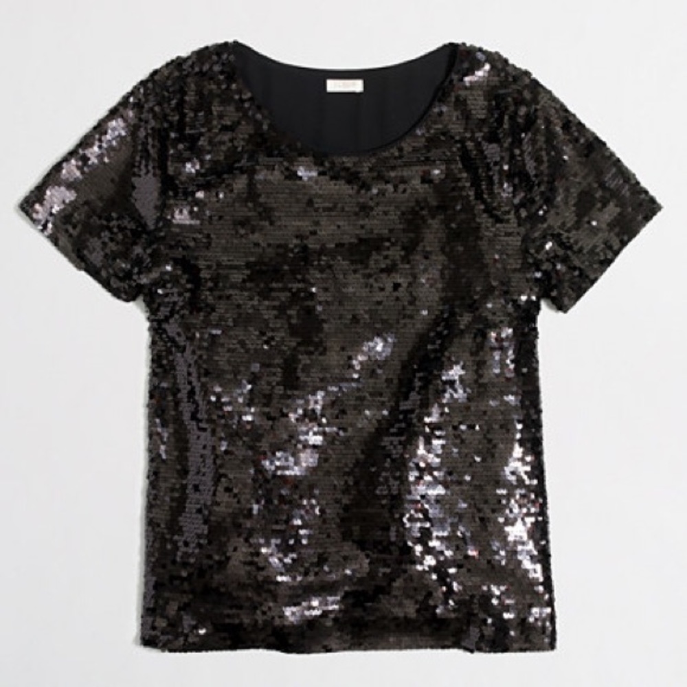 J. Crew Black Sequin T-Shirt