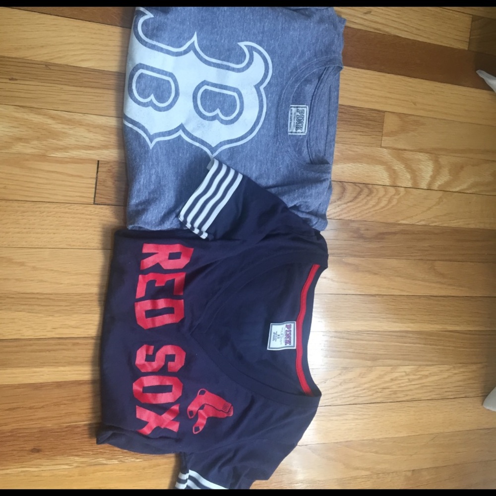 Two Victoria Secret Pink Red Sox Tee shirts XS
