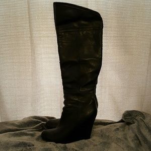 Wedge over the knee boots