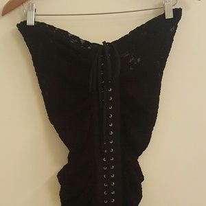 D&G strapless sheer black lace corset dress