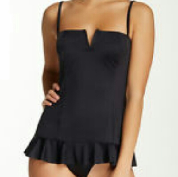 SPANX NAVY RUFFLE SWIM DRESS SHAPING SUIT - Picture 2 of 8