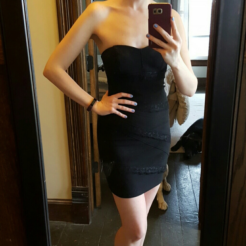 Black strapless dress
