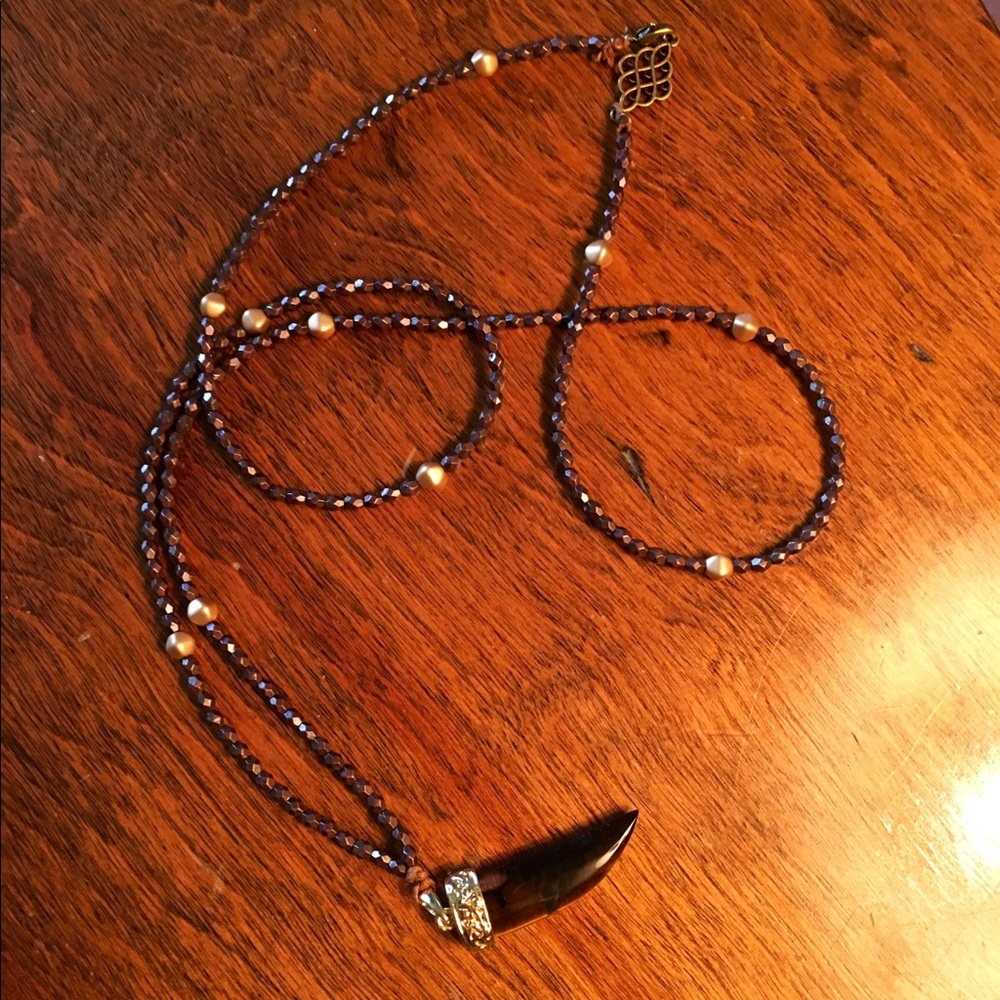 Tigers eye tusk necklace!!